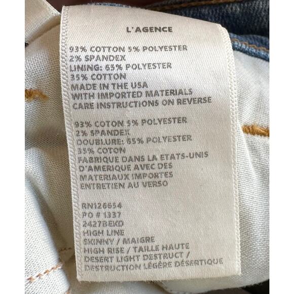 NWT L’Agence High Rise Desert Distressed jeans Size 27 Women’s Blue High Line - Picture 5 of 11